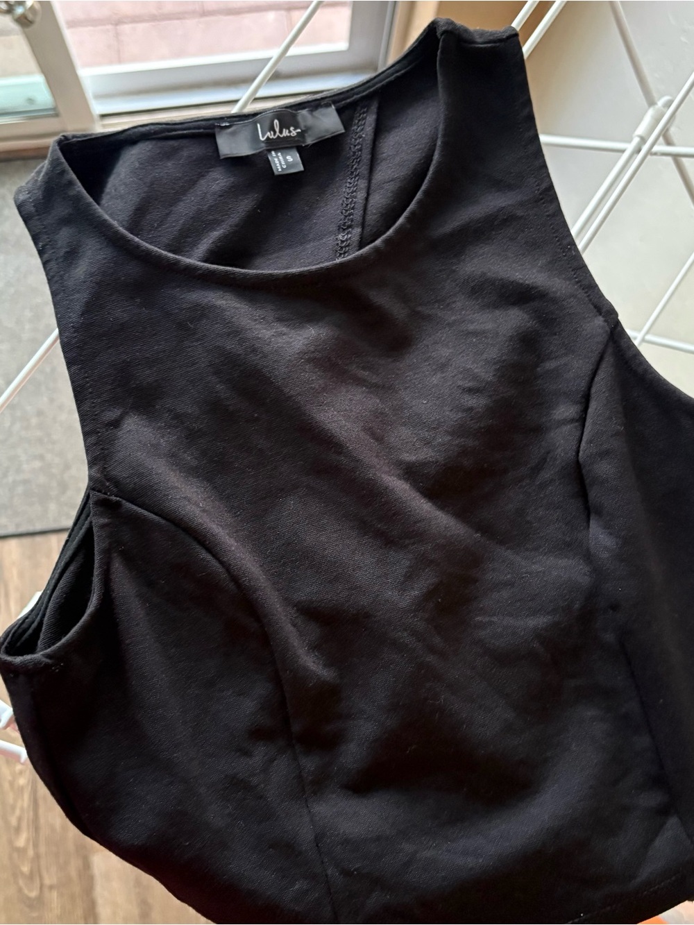 Lulu's Black Ribbed Sleeveless Crewneck Crop Top